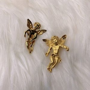 Vintage Yellow Gold Little Angel Pins